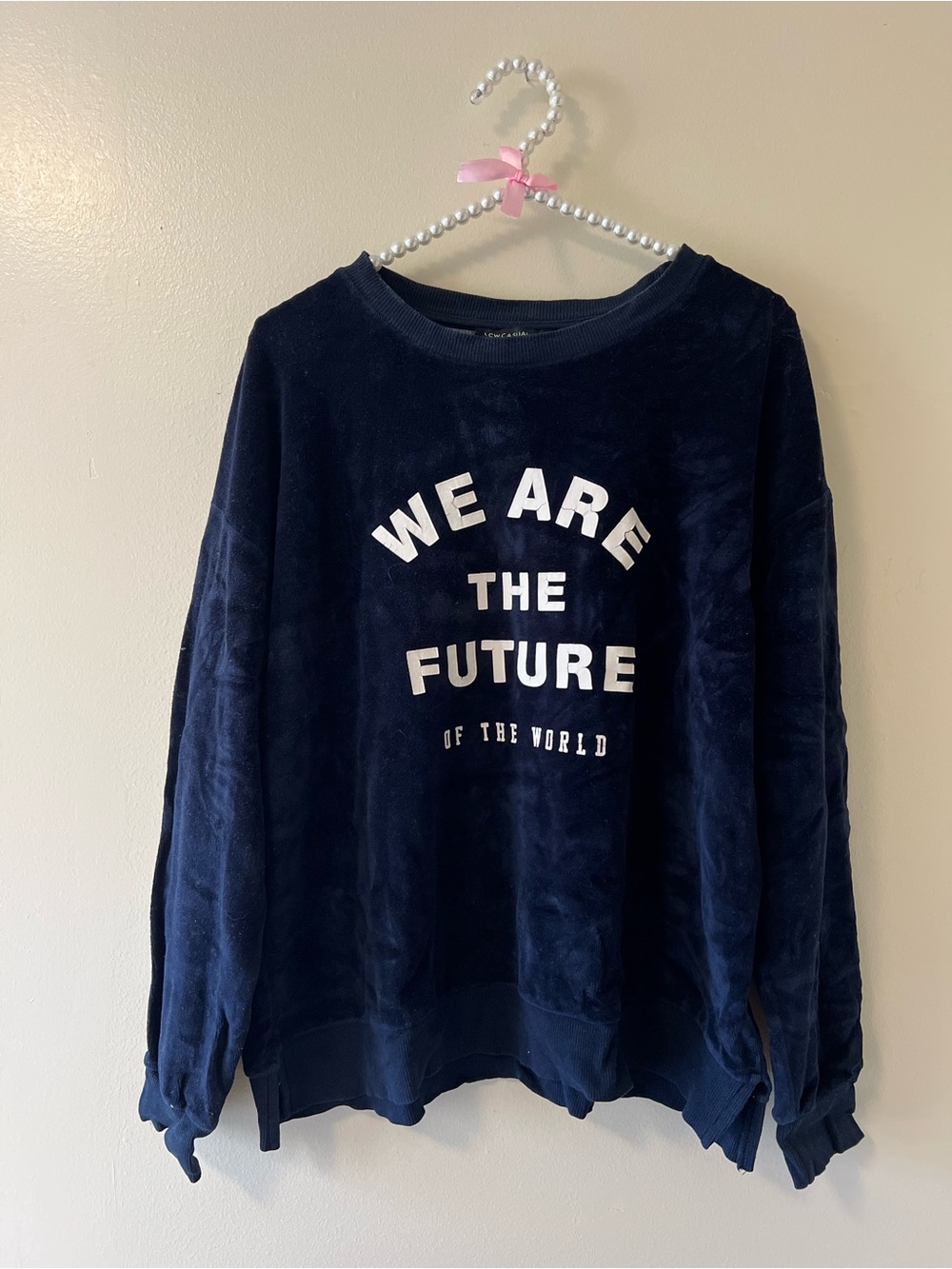 Navy Plush Crewneck Sweater